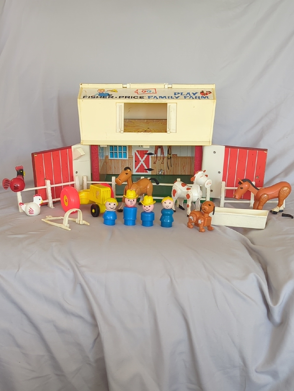 Vintage 1967 Fisher-Price Little People  Family Farm Playset with Figures